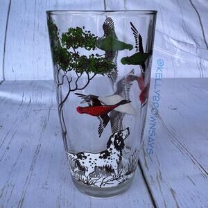Hazel Atlas Waterfowl English Setter Iced Tea Glass Tumbler Mid Century